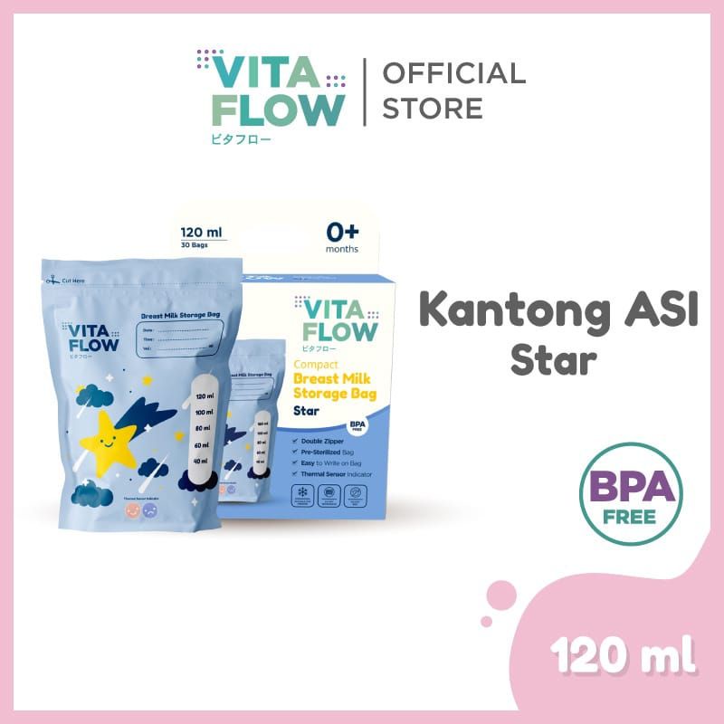 Vitaflow Kantong Asi Sky Series  120Ml Double Zipper Anti Bocor - Thermal Water isi 30pcs