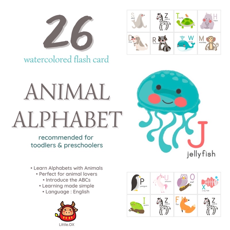 Flash card bayi balita animal insect alphabet hewan serangga alfabet ABC bahasa inggris