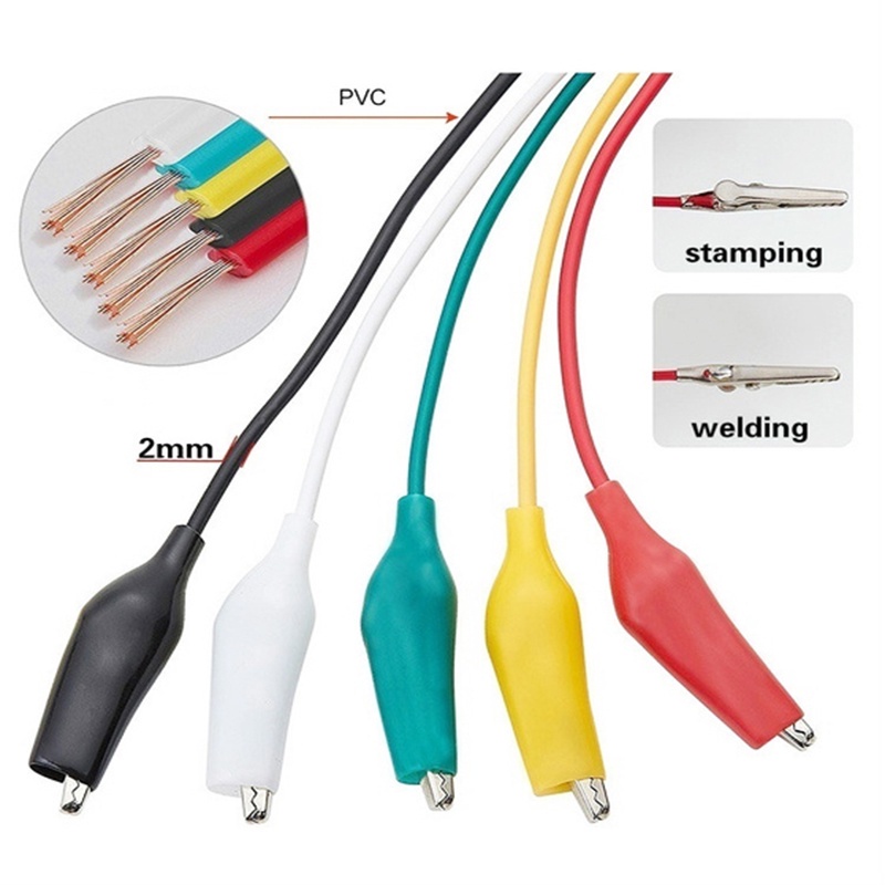 【stock】10 Pcs Electrical Test Line Jumper Connector Alligator Clip Cable Double Head Power Test Cramp Electronic Accessories