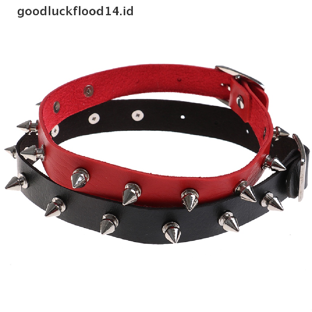 Kalung Choker Bahan Kulit Aksen Rantai Hati Gaya Punk Gothic Untuk Unisex