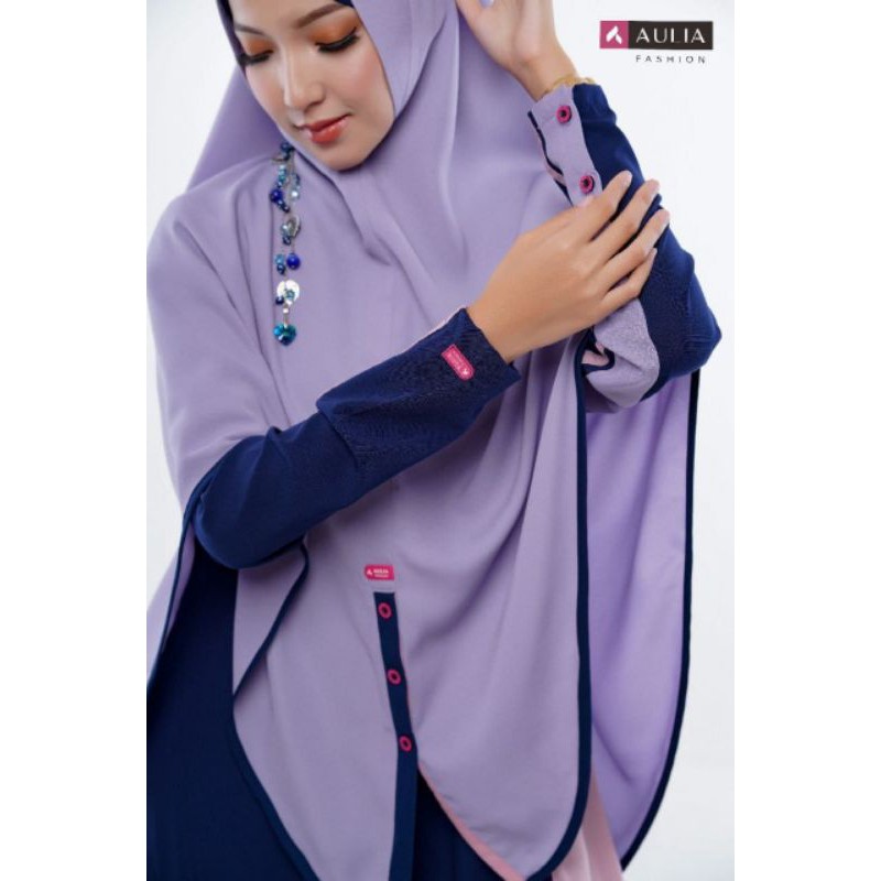 Gamis Aulia Emily Navy Lilac Original Aulia Fashion
