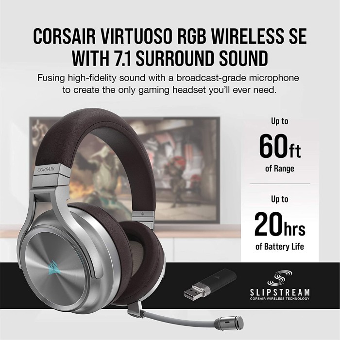 Corsair Headset Virtuoso RGB Wireless SE High-Fidelity Gaming Espresso