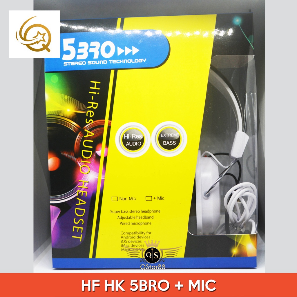 HEADSET/HANDFREE 5BRO HK BANDO BESAR+MIC SUPER BASS XTREME