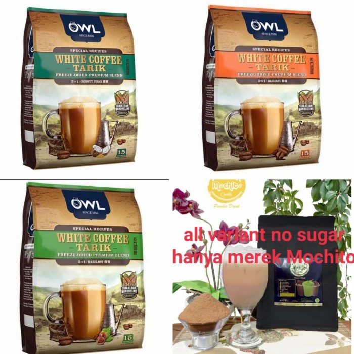 

owl white coffee tarik hazelnut/original/coconut sugar