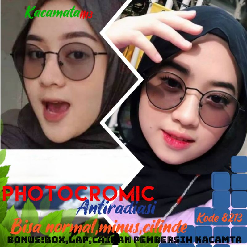 kacamata photocromic antiradiasi boleh pilih lensa blueray bisa minus plus cilinder tergantung permintaan sampai minus 5 cyl 2 harga masih sama tulis saja pesanan kaka di catatan saat order free box lap cairan pembersih kode 8213 size 50-18-140