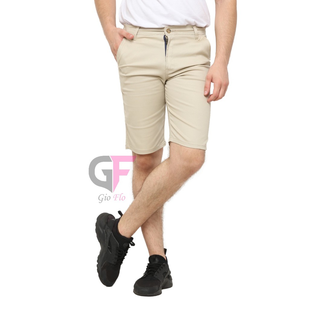 GIOFLO Celana Simple Modis Chino Casual Pendek Pria Terkini Krem / CLN 1093