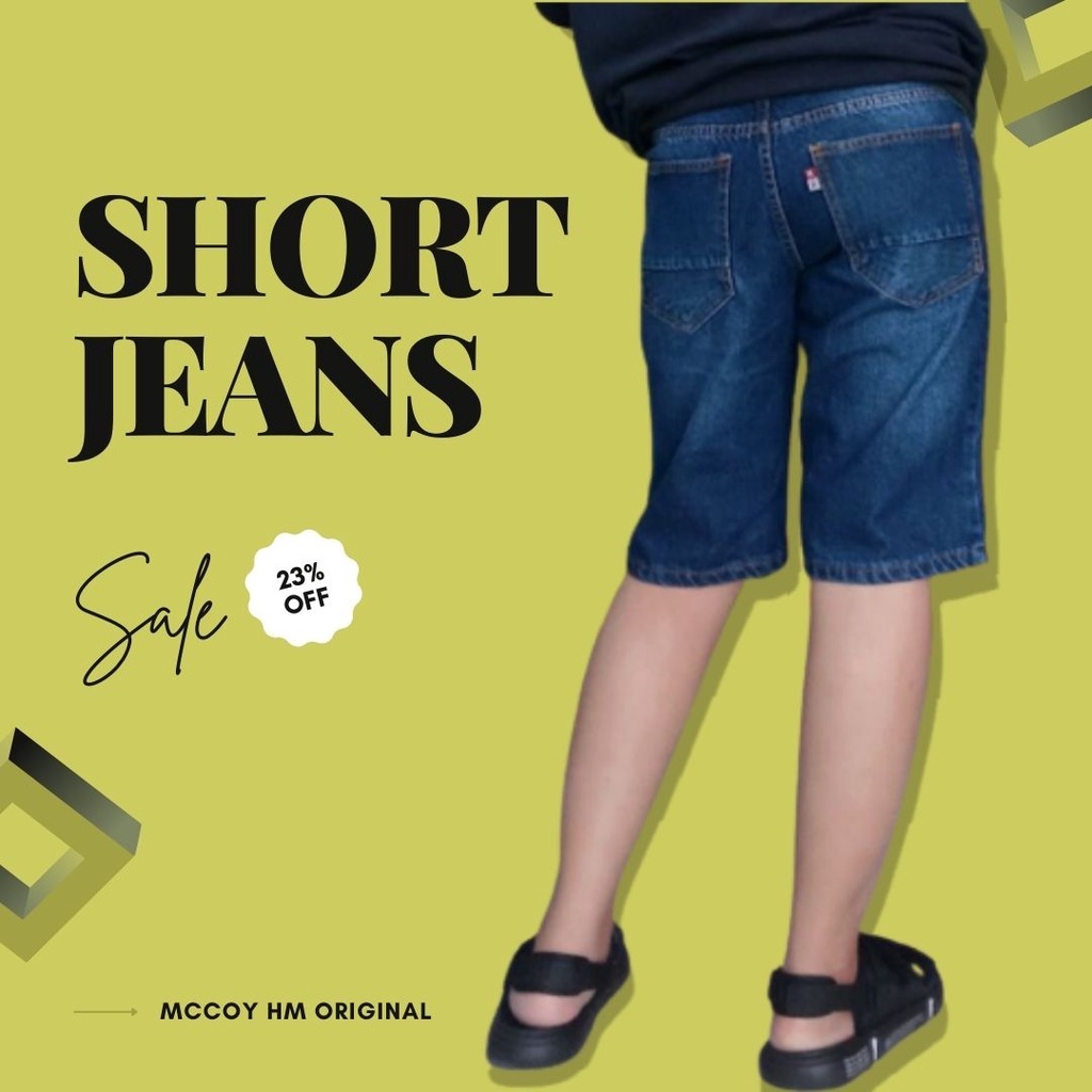 CELANA JEANS PENDEK PRIA M L XL XXL DARK BLUE SHORT JEANS BY HM MCCOY ORIGINAL