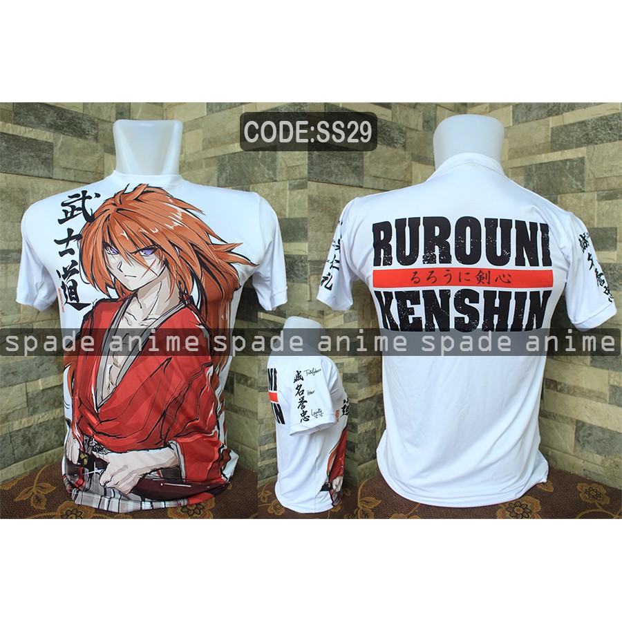 kaos samurai X rurouni kenshin himura,kaos anime samuraiX (spade shop)