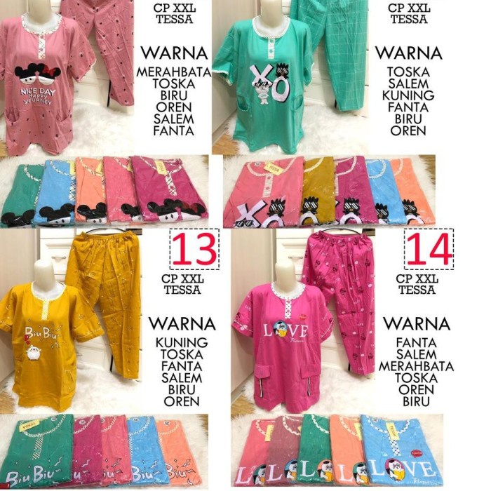 COD Baju Tidur Piyama Babydoll Wanita CP Jumbo Merek Tessa Premium - Min x3 Random