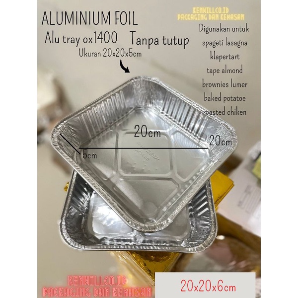 ALUMINIUM FOIL CUP ALU TRAY OX 1400 20X20X5CM BAKING FOOD