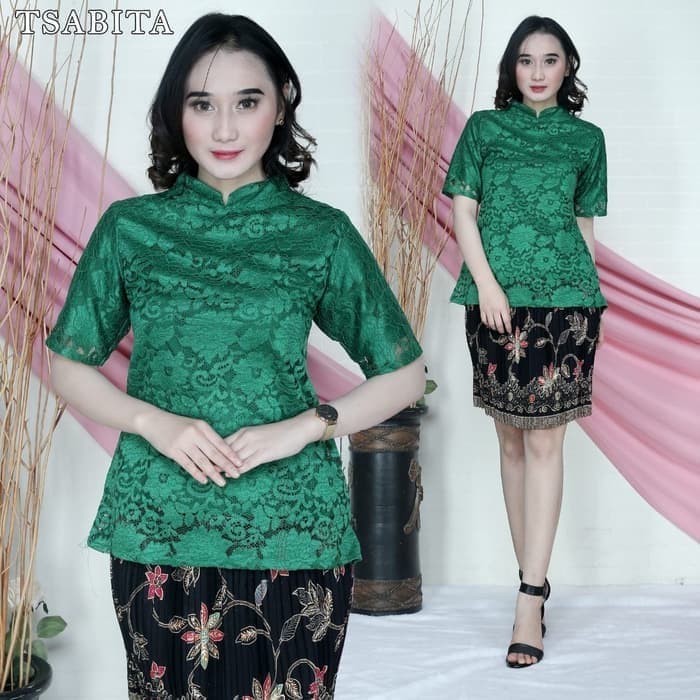Setelan kebaya sanghai warna ijo botol terbaru