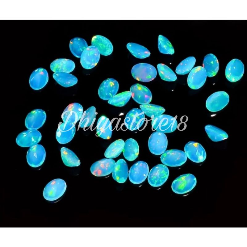 Batu Permata Natural Kaliamaya Biru / Blue Opal Ethiopia Kalimaya Kristal Kembang Jarong Crystal Ter