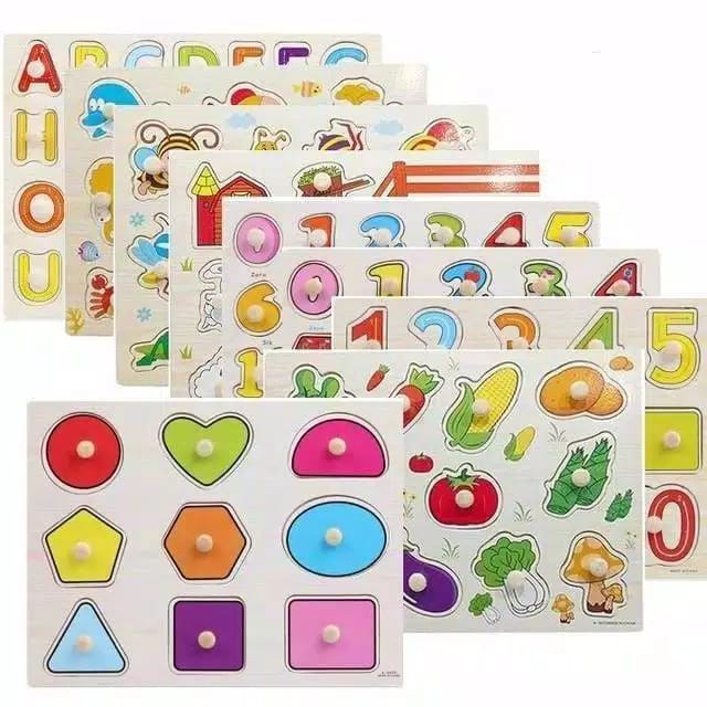 Wooden Knob Puzzle Edukasi Anak