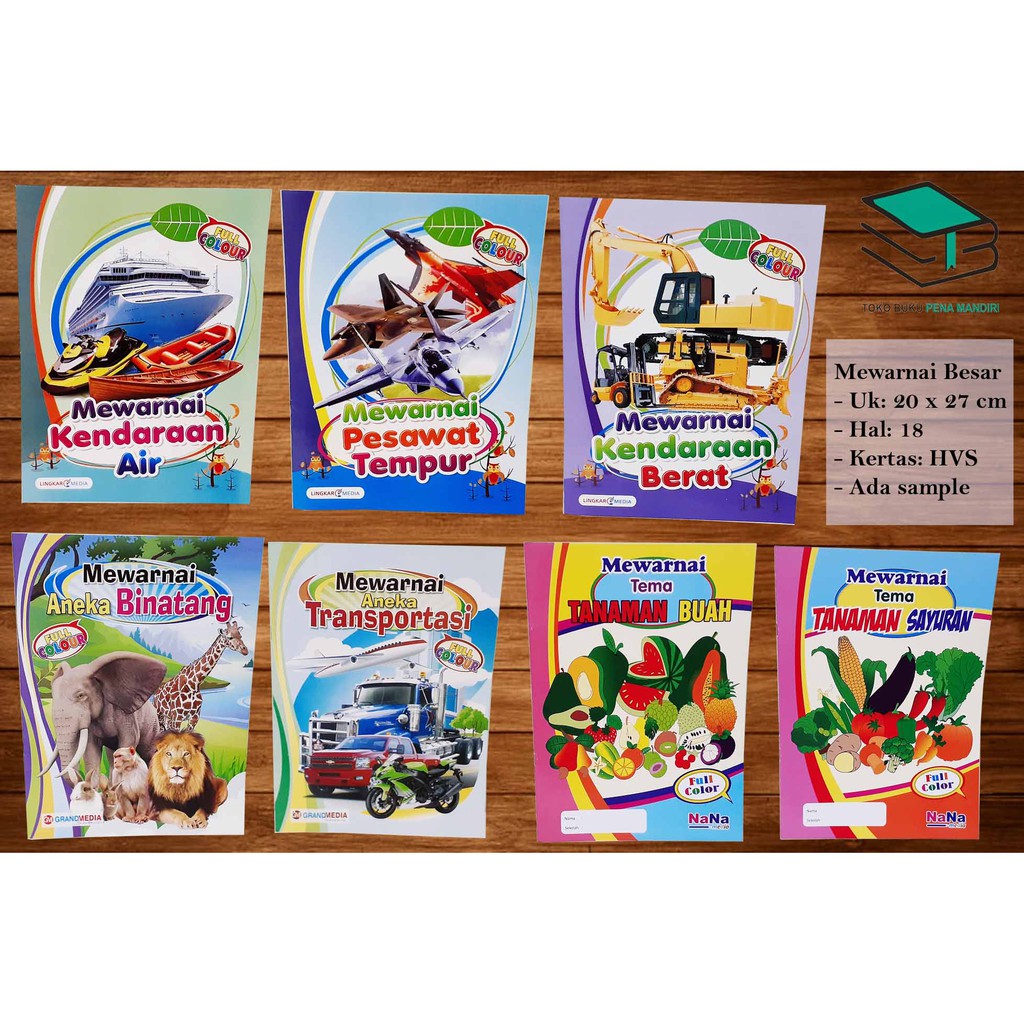 Mewarnai Seri Ecer 13 Judul DIPILIH Pemandangan/ Dinosaurus/ Binatang/ Sayur/ Buah/ Transportasi