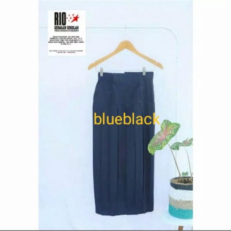 Rok SMP Rempel Sambung Blueblack Drill khusus Kota Bandung, Rok SMP Panjang Muslim Rempel