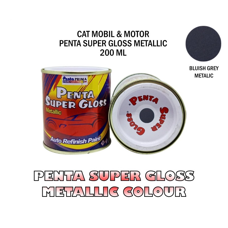 CAT PENTA BLUISH GREY 200 gram - cat penta abu metalik - cat penta grey metallic - penta metallic grey - cat mobil abu abu -c at penta super gloss