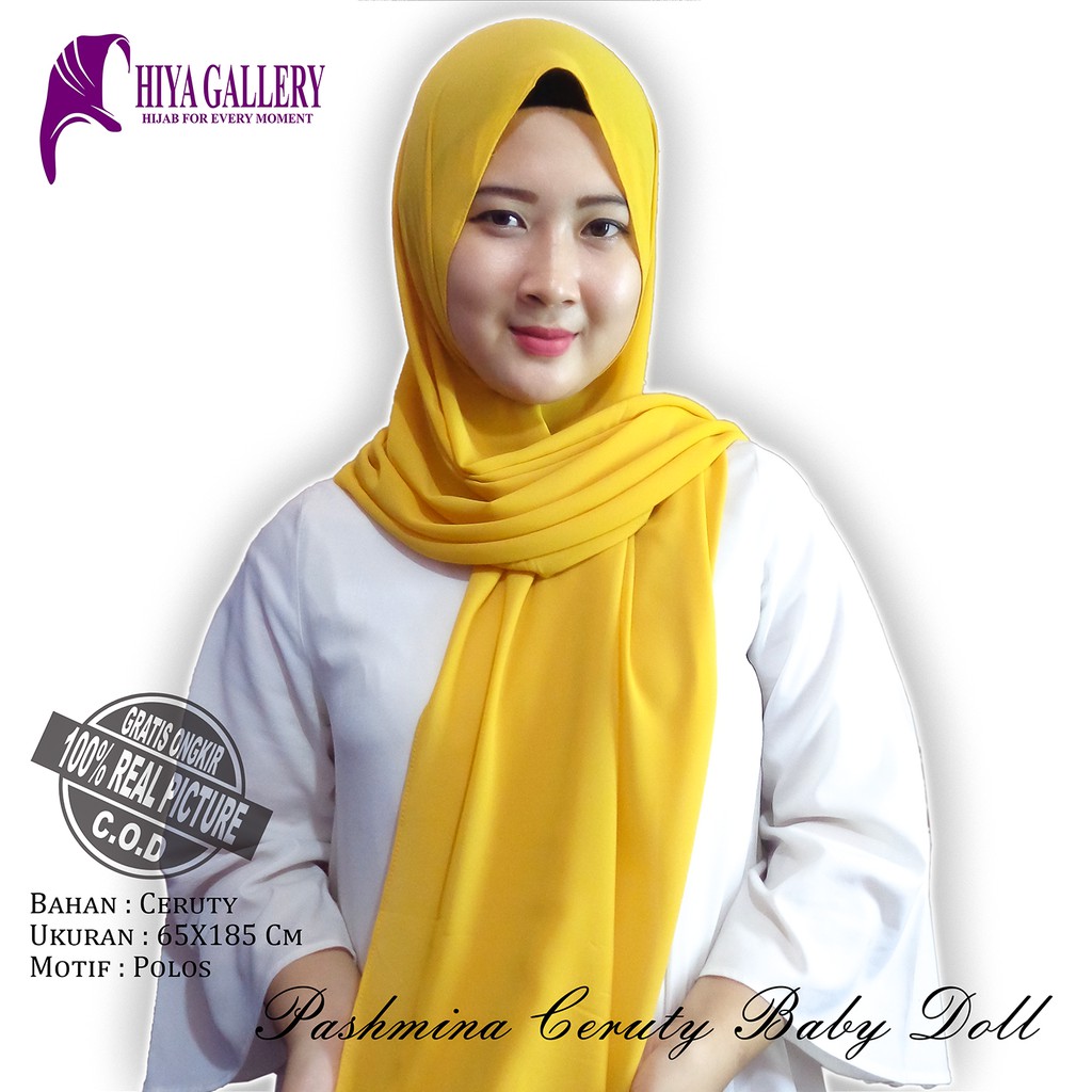 Hijab kerudung Pashmina Ceruty Baby Doll Premium Murah  By Dasya 65X185