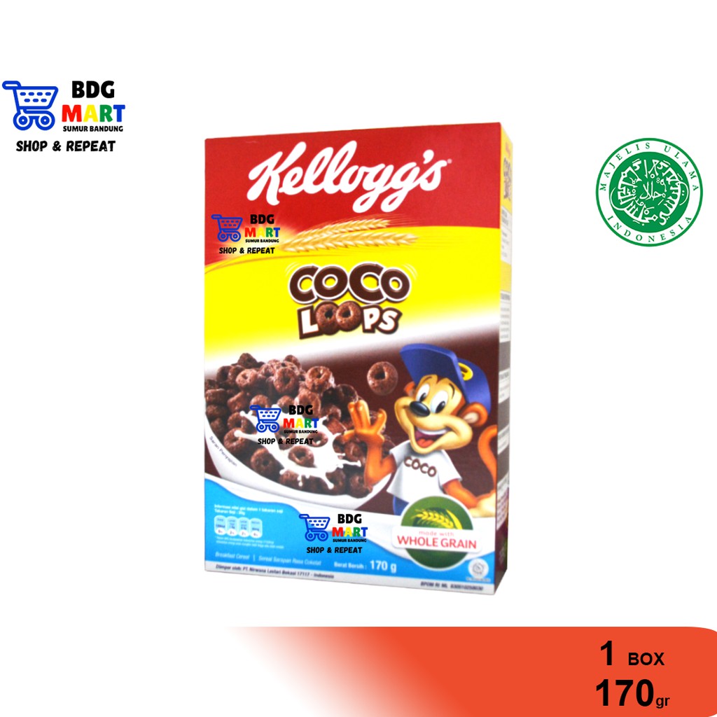 BOX Kelloggs Coco Loops Sereal Gandum Rasa Coklat Produk Cereal Import Halal - 170gr