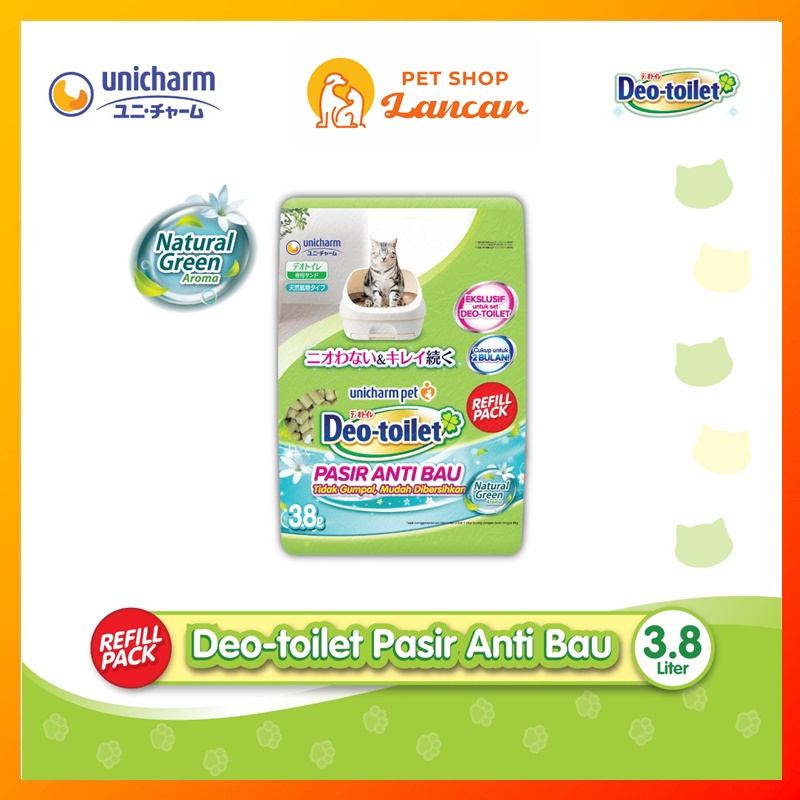 Unicharm Pet- Deo Toilet Pasir Kucing Anti Bau Natural Green 3.8 Liter