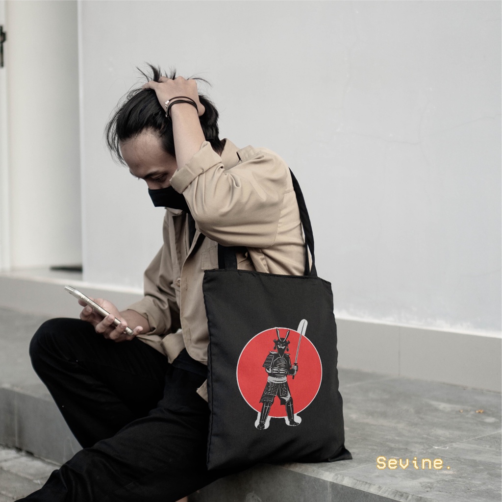 Sevine Totebag Tas Wanita Tote Bag Resleting Japanese Black Series Hitam - NPN5