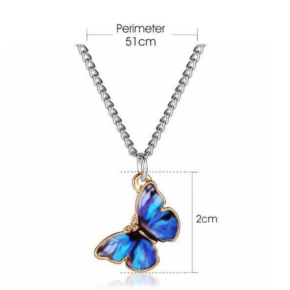 Kalung Kupu-kupu Gradient Biru Butterfly Necklace Blue Gradient Korean Style Aksesoris Wanita