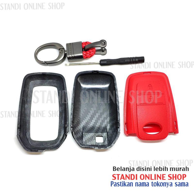 Cover Smartkey Sarung Kunci Toyota Innova Type Q Carbon Merah