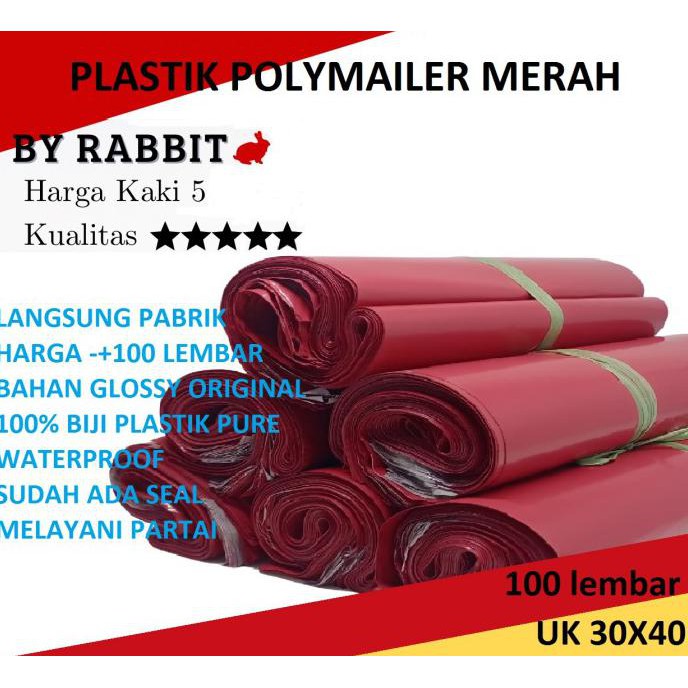 

Kantong Plastik Polymailer Amplop Packing Online MERAH 17x30