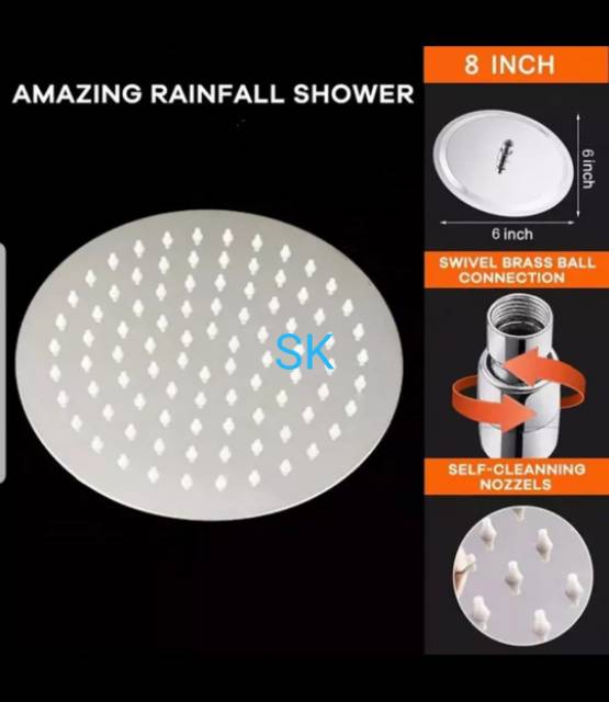 Wall Shower Kamar Mandi Stainles Lengkap 8&quot; 10&quot; 12&quot; - Wall Shower Tanam Tembok Stainles Steel