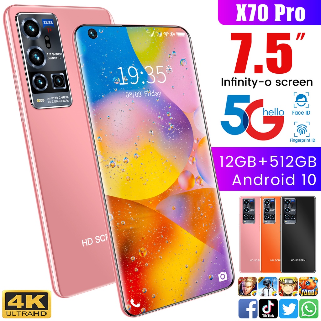 Baru Original Smartphone X70 pro  RAM 12GB + 512GB ROM hp Android 7.5Inci Handphone Murah Promo Cuci Gudang Siswa Belajar Ponsel