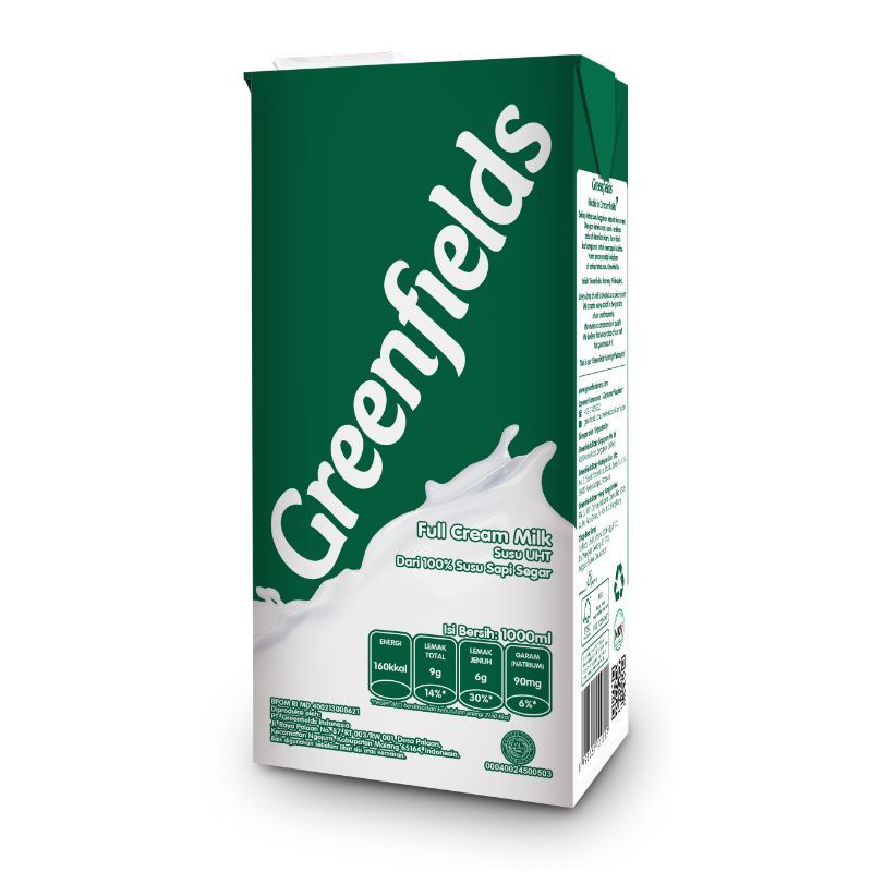 

SUSU GREENFIELDS UHT FULL CREAM 1 LITER - SUSU SEGAR - SUSU SAPI LEZAT