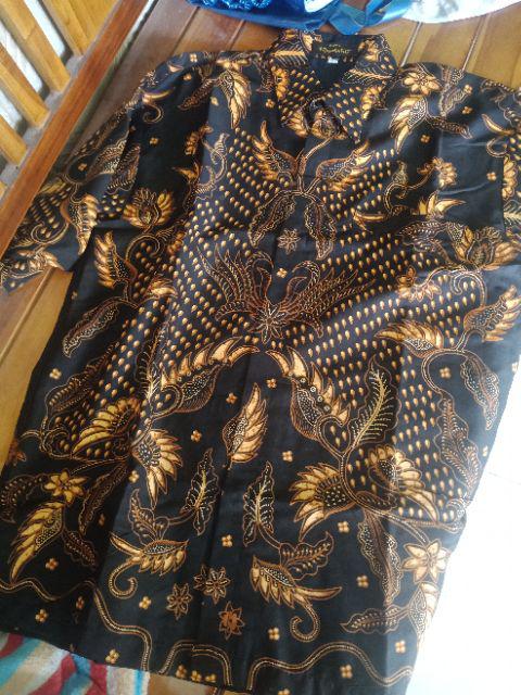Dharmarendra Emas Pendek Kemeja Batik Pria Katun Sragenan Full Furing