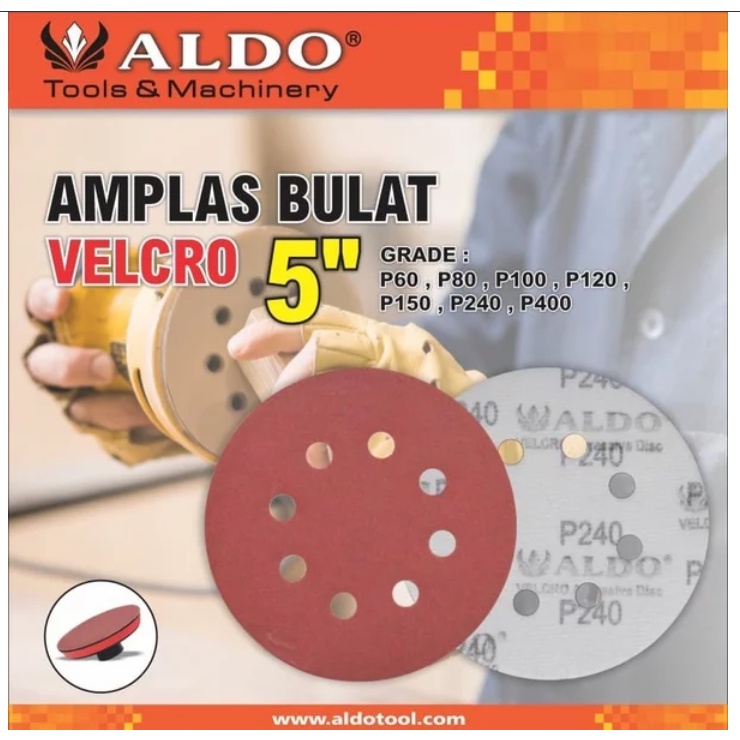 ALDO AMPLAS bulat velcro 5 inch GRIT 800 lubang hamplas