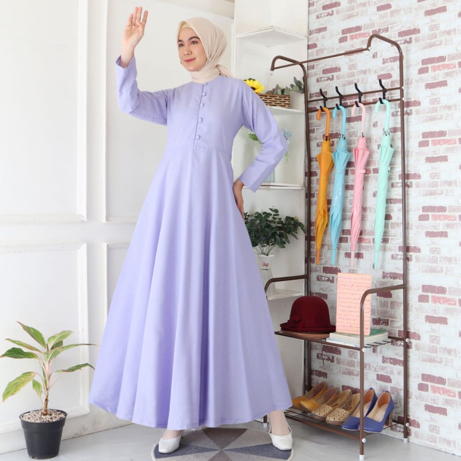 Gamis Wanita Gamis Katun Supernova Polos Warna Lilac - XL