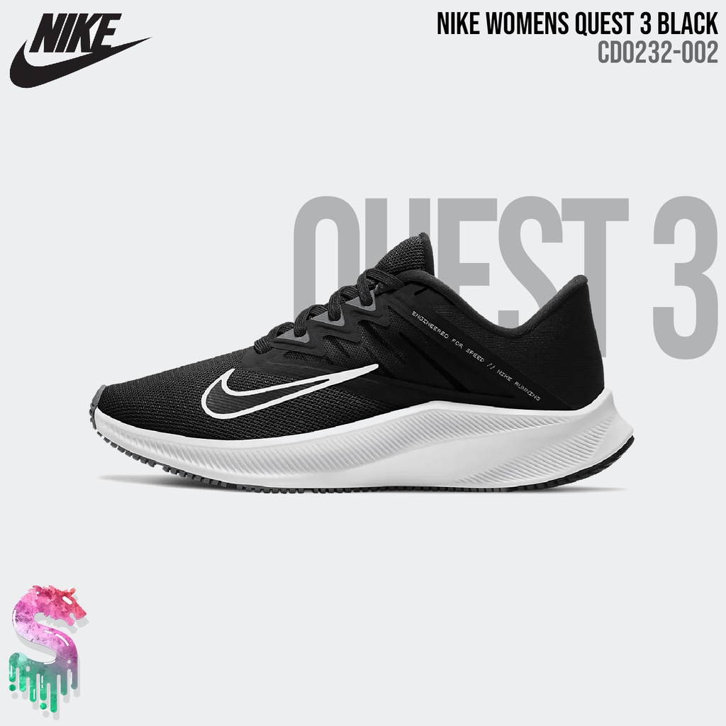 Nike Quest 3 [CD0232-002] Black Womens Original BNIB - Sepatu Lari Wanita