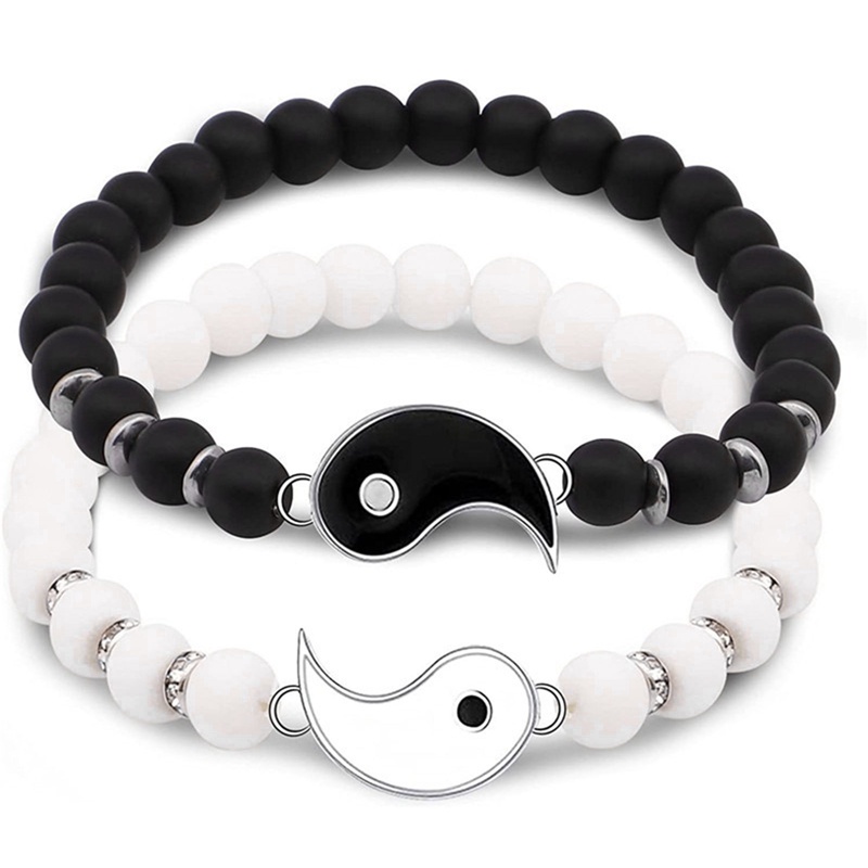 Set Gelang Rantai Dengan Charm Yin Yang Tai Chi Bagua Untuk Wanita