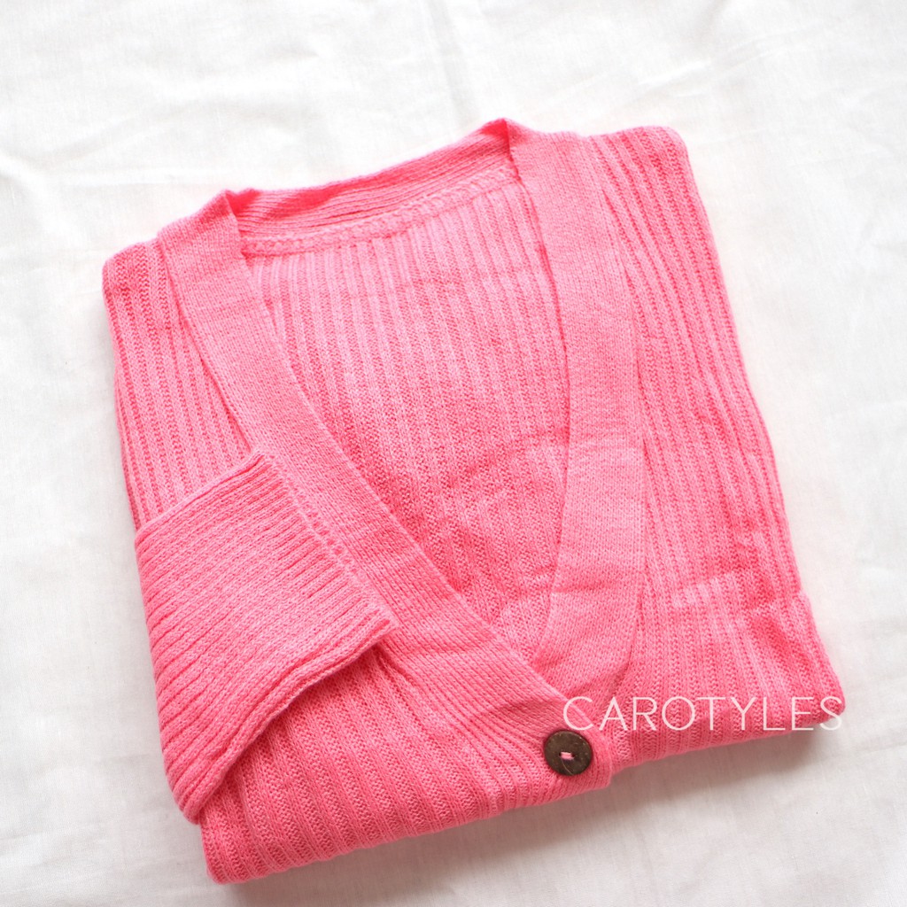 CARDIGAN CROP RAJUT KARDIGAN CARDY RAJUT CROP TOP KOREA FASHION OUTER OUTWEAR WANITA CEWEK PEREMPUAN-CROP BLUSH PINK