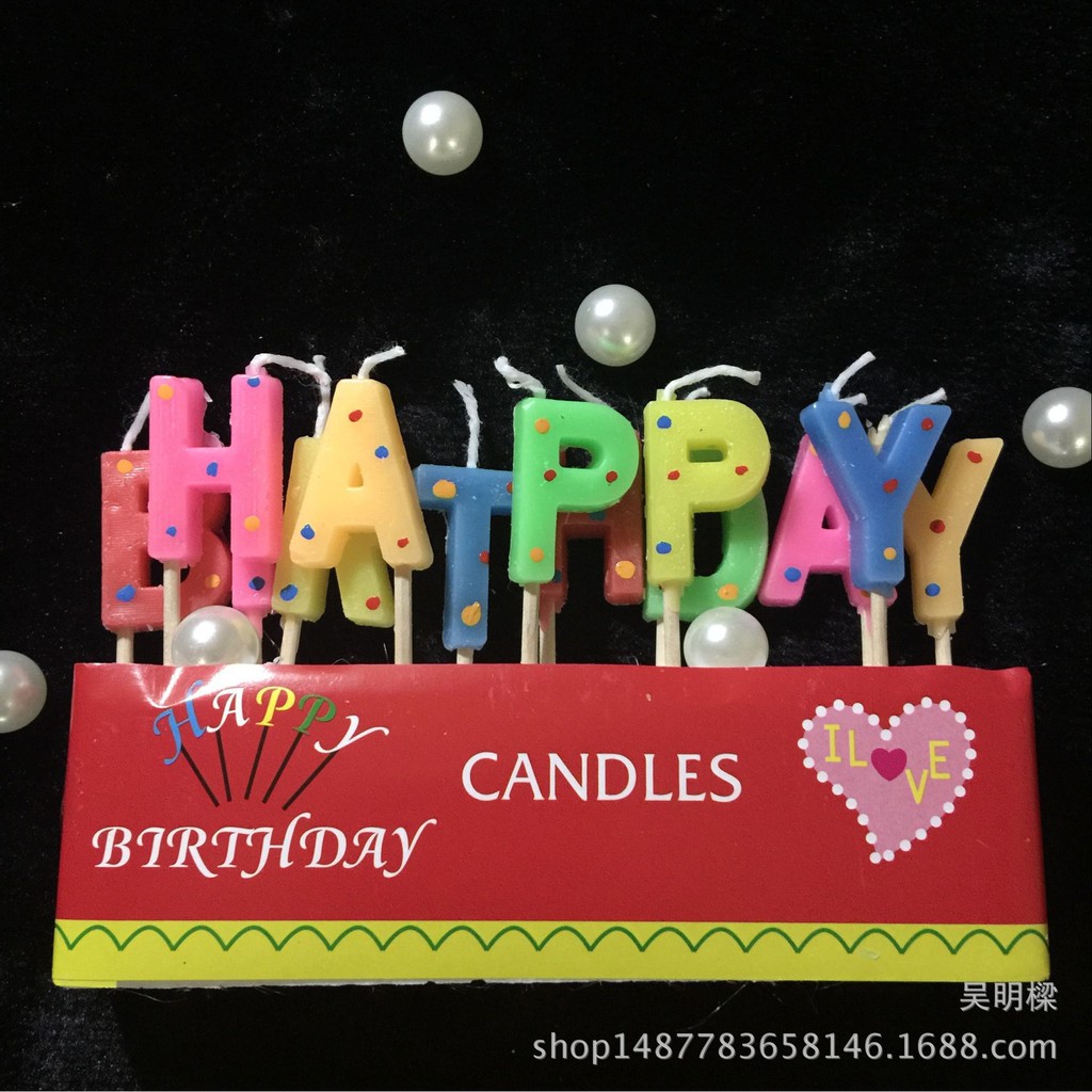 LILIN HAPPY BIRTHDAY MURAH GROSIR WARNA WARNI HIASAN KUE ULTAH LILIN BDAY GLITER POLOS POLKADOT