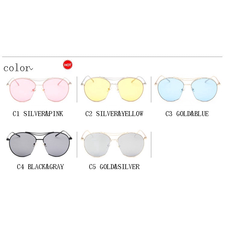 Kacamata Hitam Aviator Lensa Bulat Bening Gaya Vintage Untuk Pria Dan Wanita