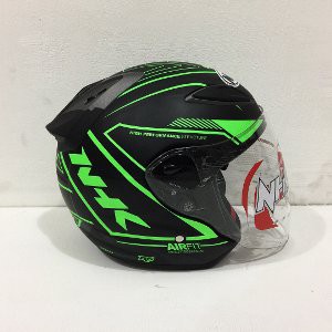 Helm NHK R6 Motif Airfit Black Green Doff Hitam Hijau Dop Bagus