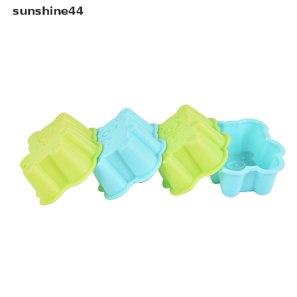 Sunshine 4PCS Cetakan Kue / Muffin Bentuk Beruang Lucu Bahan Silikon