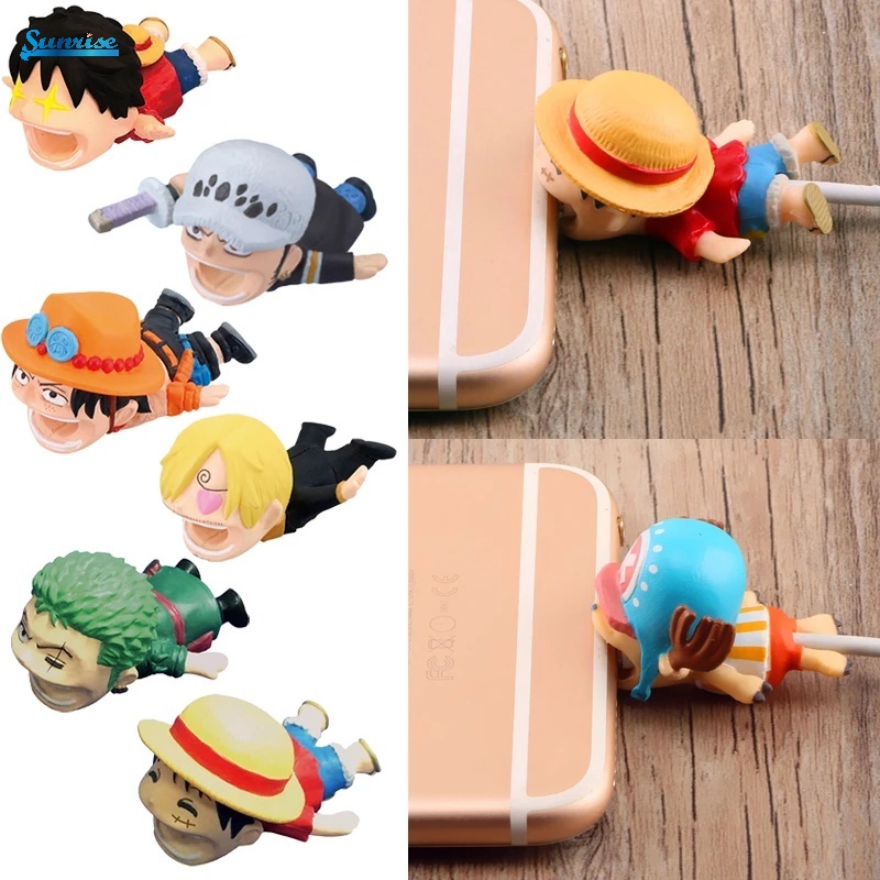 1pc Pelindung Kabel Data / Charger USB Bentuk Anime Kawaii Bahan Silikon