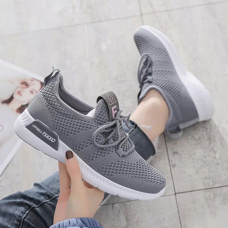 SEPATU SNEAKER WANITA OLAHRAGA SANTAI SPORT SUPER BOUNCE SEPATU SNEAKER CEWEK SEPATU KEKINIAN-gray