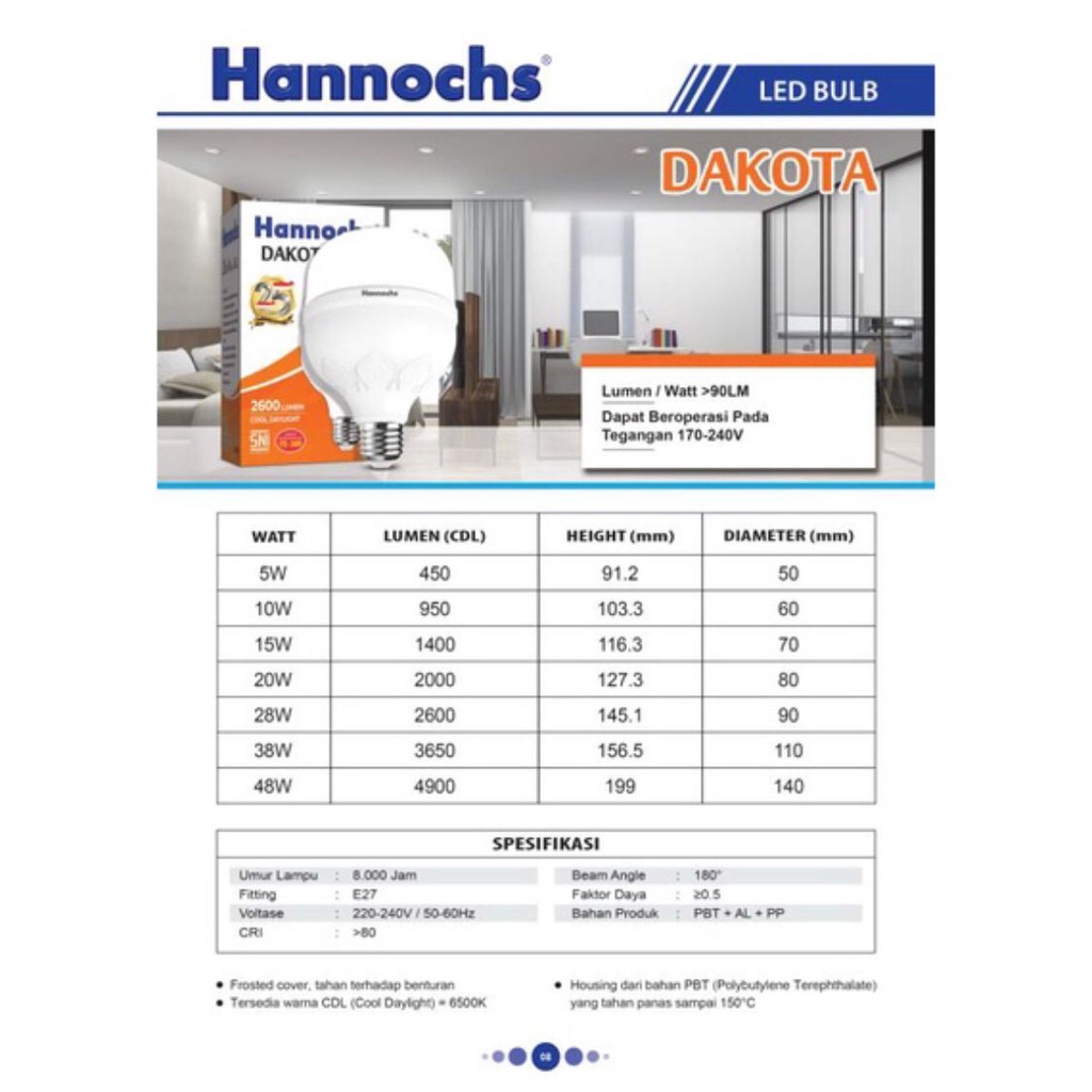 Hannochs Dakota 20 Watt Bohlam LED Putih/CDL