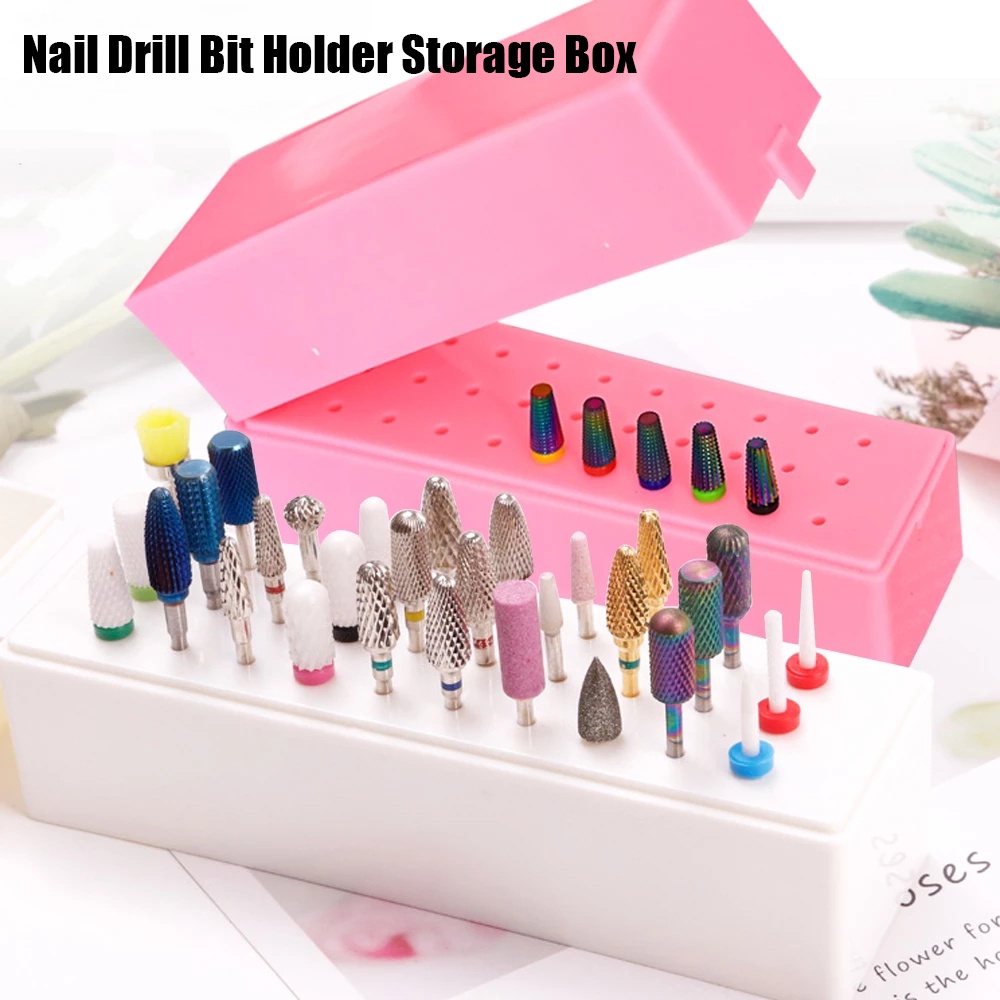 Kotak Penyimpanan Mata Bor / Kikir Kuku 30 Lubang Bahan Akrilik Untuk Nail Art / Manicure