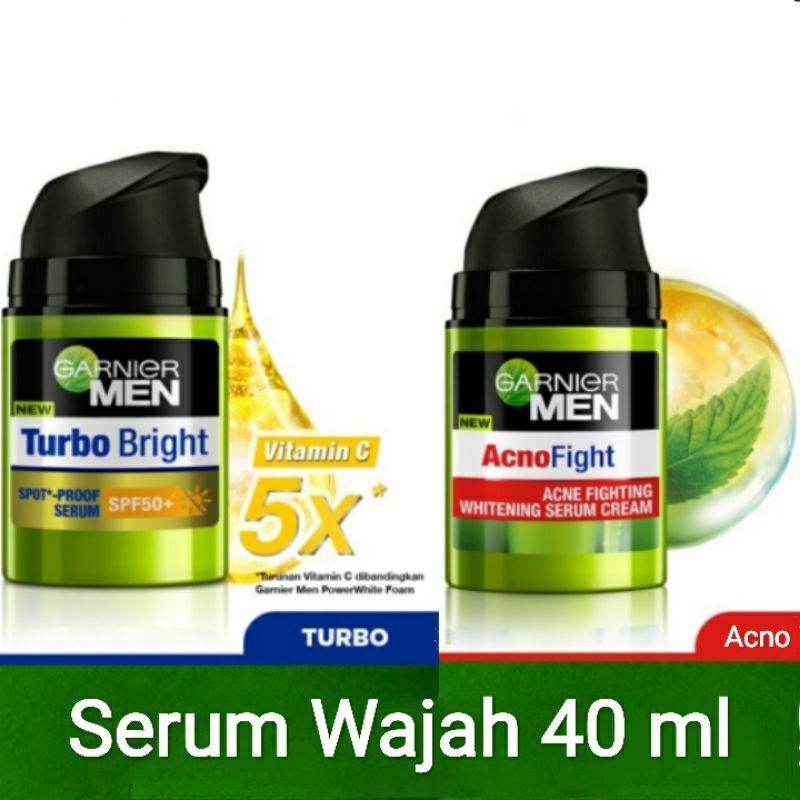 Garnier Men - Turbo Bright Spotless Serum SPF50+ 40ml & Acno Fight Brightening Serum Cream 40 ml