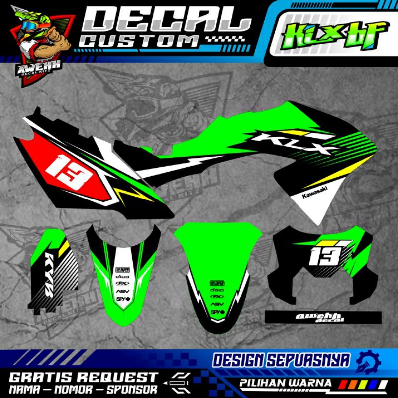 DECAL KLX BF 150 KLX BF HIJAU SIMPLE FULL BODY