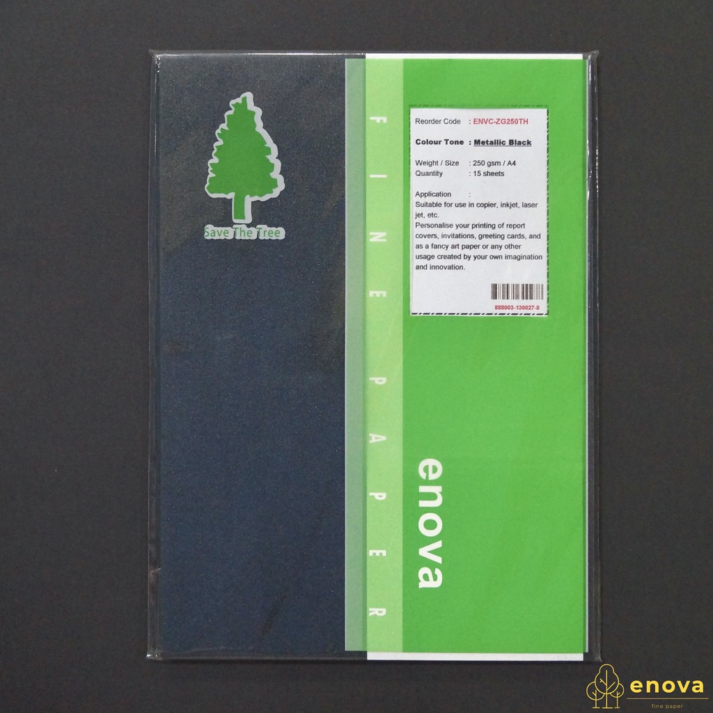 

Fancy Art Paper ENOVA | Metallic Black | A4 250GSM (Metalik)