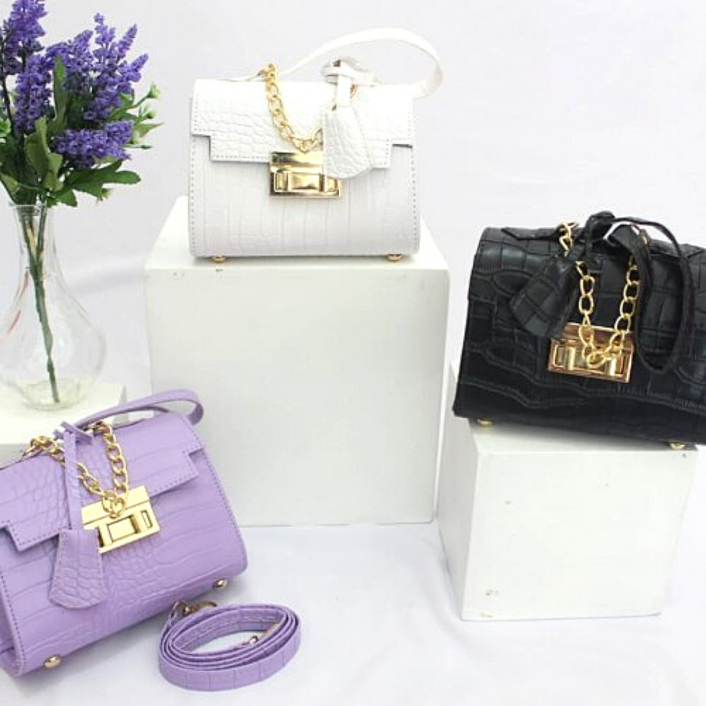 Tas Wanita Terbaru Model Selempang Andin Croco Premium Murah Handbag Clutch Slempang - Charlotte Bag