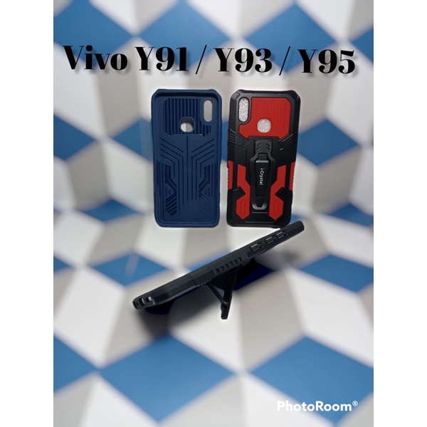 MN - Vivo Y91 / Y93 / Y95 Case I-Crystal Robot Silikon Ring Standing Cover Casing HP Hardcase