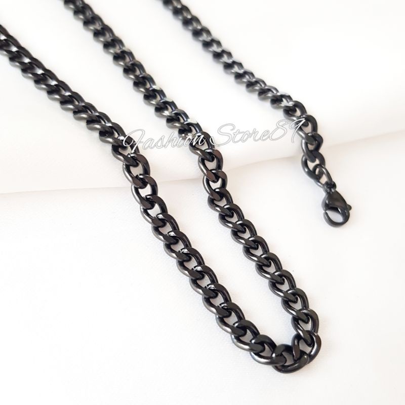 Kalung Rantai Hitam Titanium Impor Antikarat Bestquality premium Titanium Black Kalung Pria Wanita